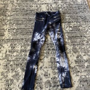 Blue life Zipper Motto Leggings